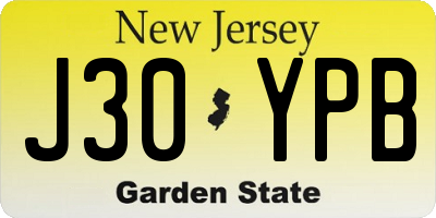NJ license plate J30YPB