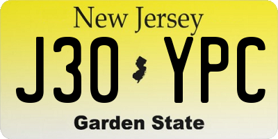 NJ license plate J30YPC
