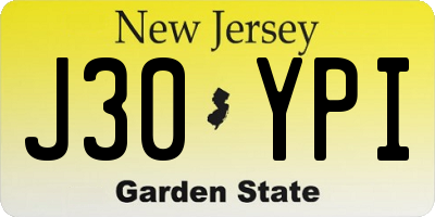 NJ license plate J30YPI