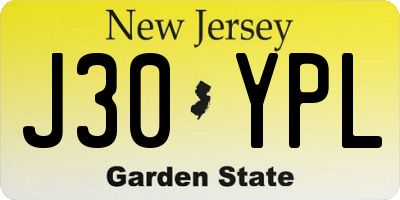 NJ license plate J30YPL