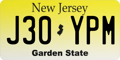 NJ license plate J30YPM