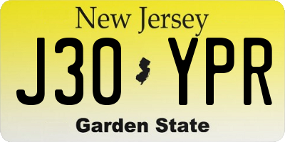 NJ license plate J30YPR