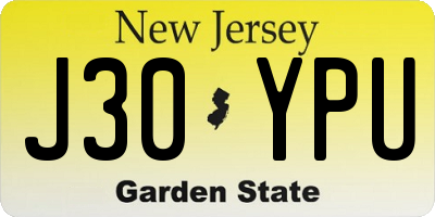 NJ license plate J30YPU
