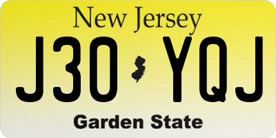 NJ license plate J30YQJ