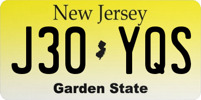 NJ license plate J30YQS