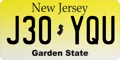 NJ license plate J30YQU