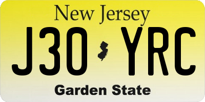 NJ license plate J30YRC