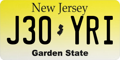 NJ license plate J30YRI