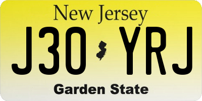 NJ license plate J30YRJ