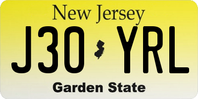 NJ license plate J30YRL