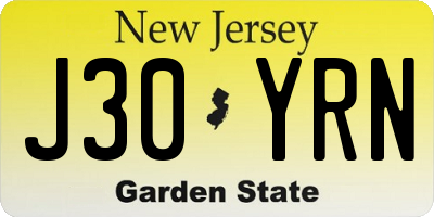 NJ license plate J30YRN