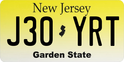 NJ license plate J30YRT