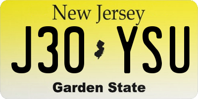 NJ license plate J30YSU