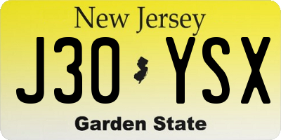 NJ license plate J30YSX