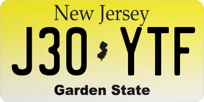 NJ license plate J30YTF