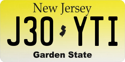 NJ license plate J30YTI