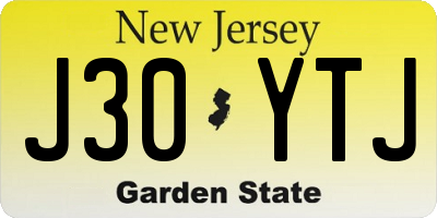 NJ license plate J30YTJ