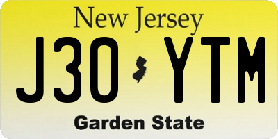 NJ license plate J30YTM