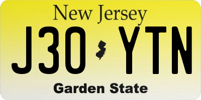 NJ license plate J30YTN