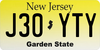 NJ license plate J30YTY