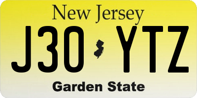NJ license plate J30YTZ