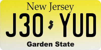 NJ license plate J30YUD