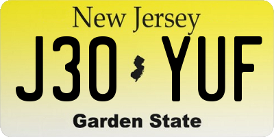 NJ license plate J30YUF