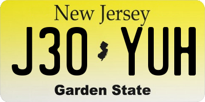 NJ license plate J30YUH