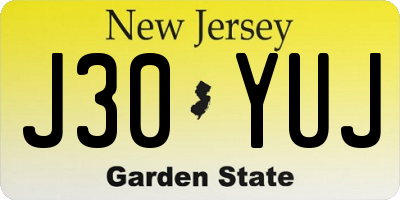 NJ license plate J30YUJ