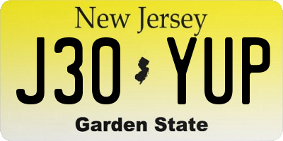 NJ license plate J30YUP