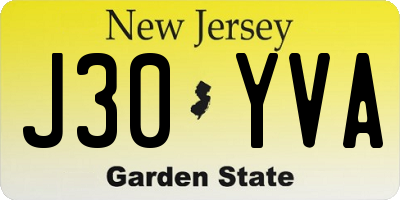 NJ license plate J30YVA