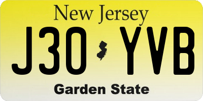 NJ license plate J30YVB