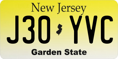 NJ license plate J30YVC