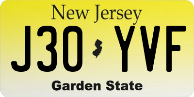 NJ license plate J30YVF
