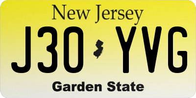 NJ license plate J30YVG