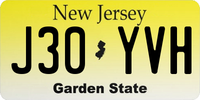 NJ license plate J30YVH