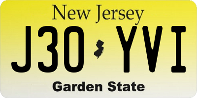 NJ license plate J30YVI