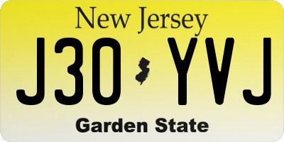 NJ license plate J30YVJ