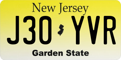 NJ license plate J30YVR