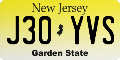 NJ license plate J30YVS