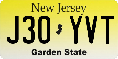 NJ license plate J30YVT