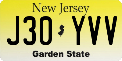 NJ license plate J30YVV