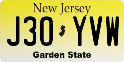 NJ license plate J30YVW