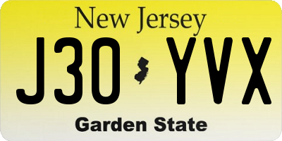 NJ license plate J30YVX
