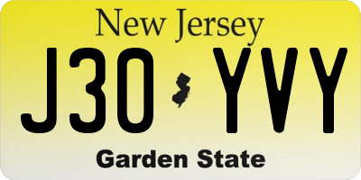 NJ license plate J30YVY