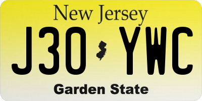NJ license plate J30YWC
