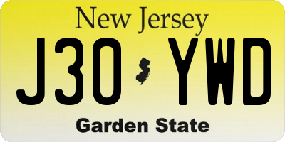 NJ license plate J30YWD