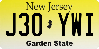NJ license plate J30YWI