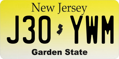 NJ license plate J30YWM