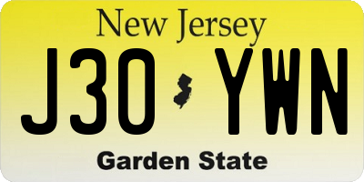 NJ license plate J30YWN